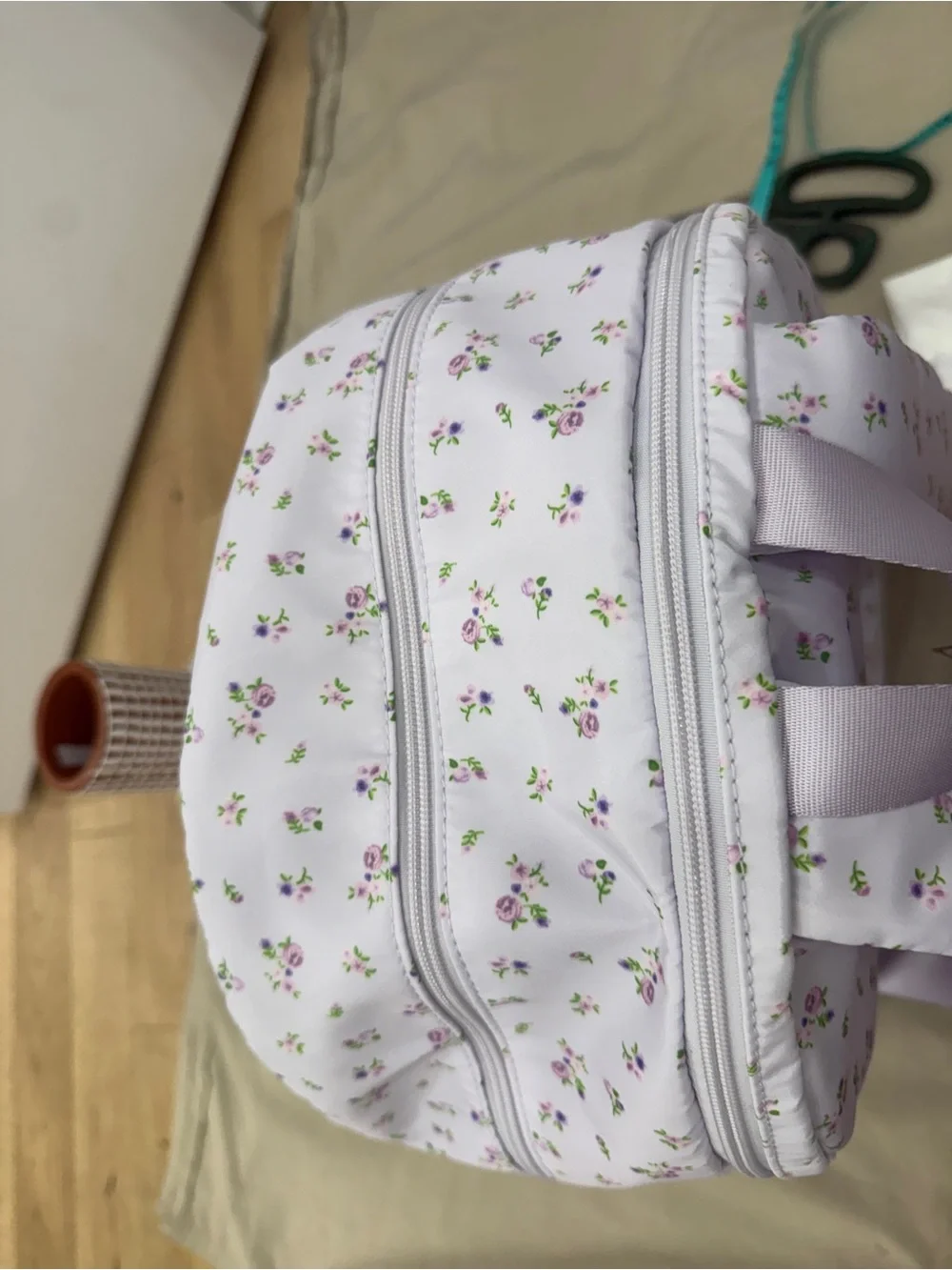 RARE & hard find Madden Girl Purple Bow Striped/Ditsy Dome Backpack with/ Charms